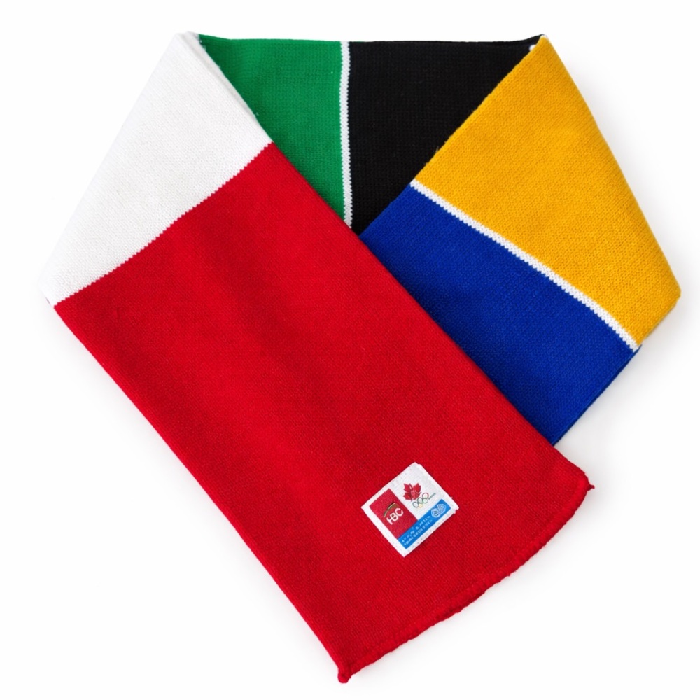 HBC Hudson’s Bay 2006 Winter Olympics Multicolour Stripe Scarf 82” Acrylic